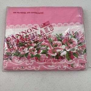 Vintage Cannon IrregularsPink With Roses Full Flat Sheet For 54x76 Mattress